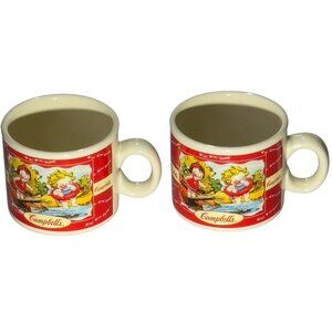 Set Of 2 Campbells Houston Harvest Ceramic Kids Mugs Vintage 1998